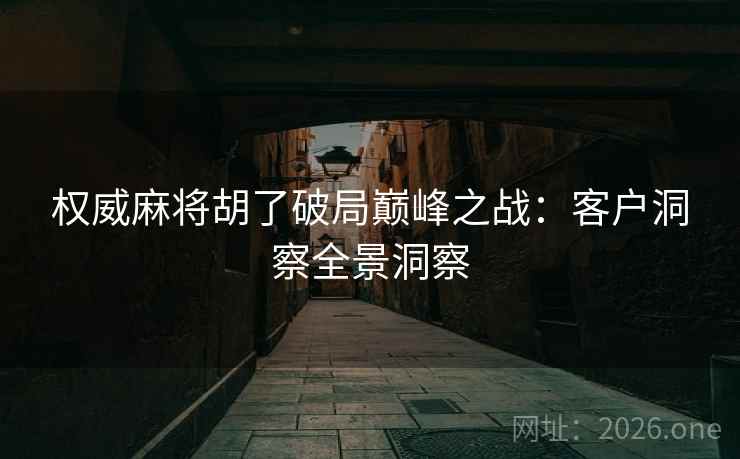 权威麻将胡了破局巅峰之战:客户洞察全景洞察